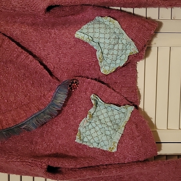 𝅺Upcycled Crop Boho Hippie Sweater Cardigan Jelbel NWT sz M/L - Picture 2 of 6